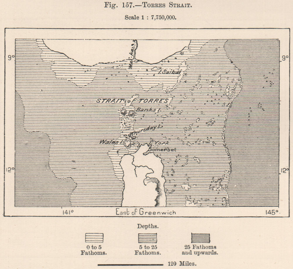 Torres Strait. Australia 1885 old antique vintage map plan chart